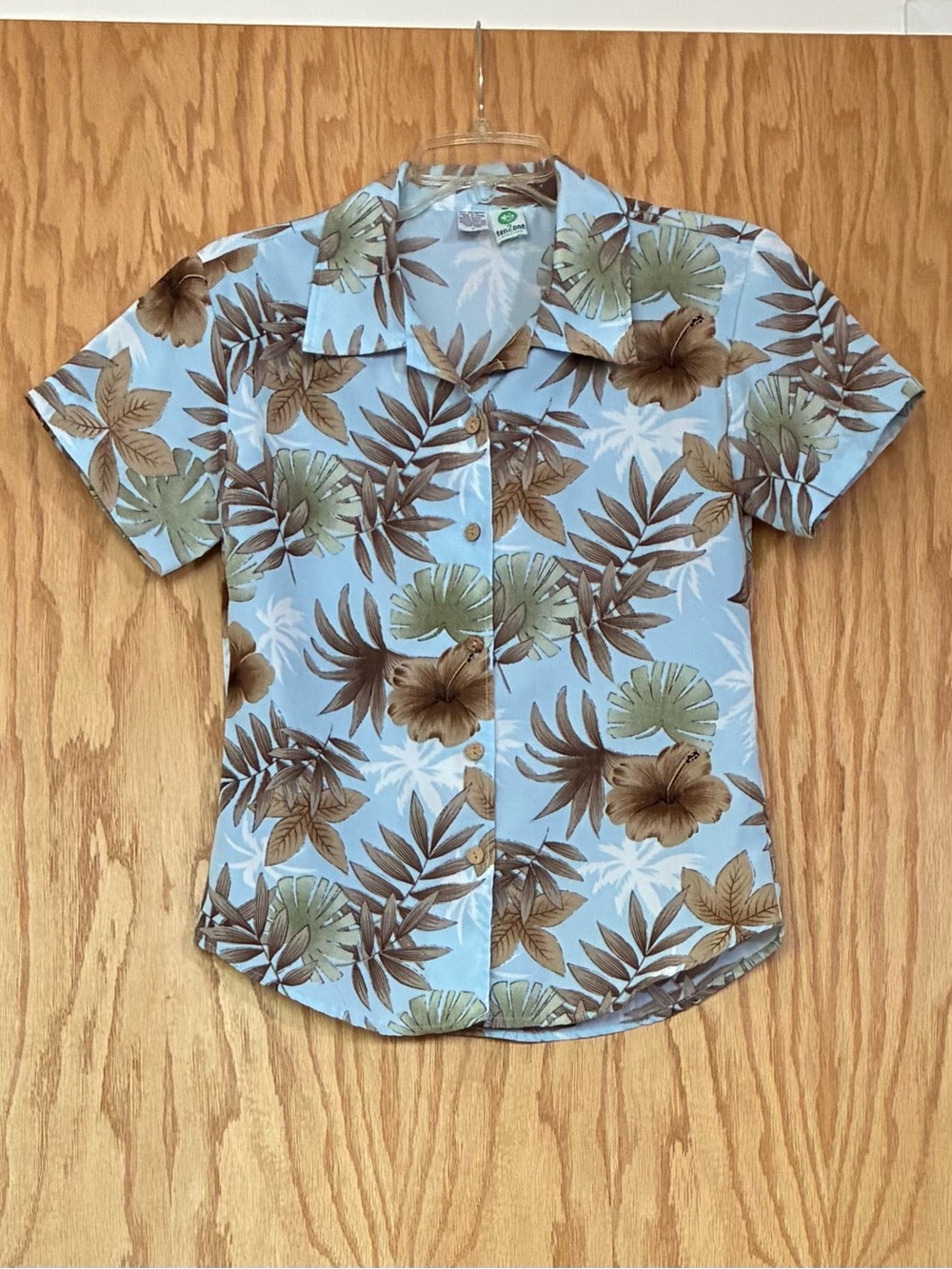 Women’s Light Blue Tropical Print Hawaiian Shirt
